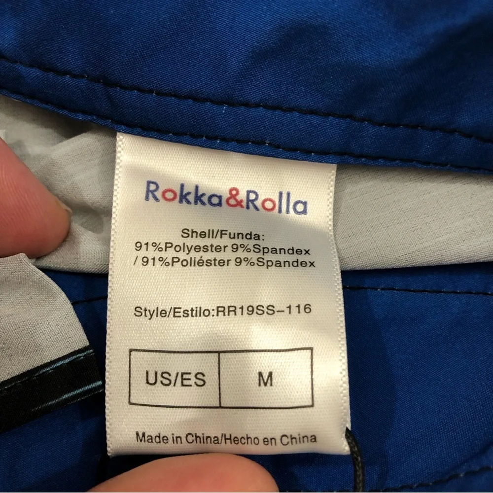 Rokka&Rolla 4 Way Stretch Black Blue Floral Surf Swim Trunks Board Shorts Men 33